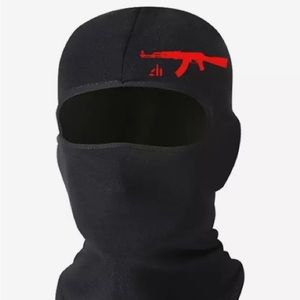 Black mens ski mask with red Ak 47